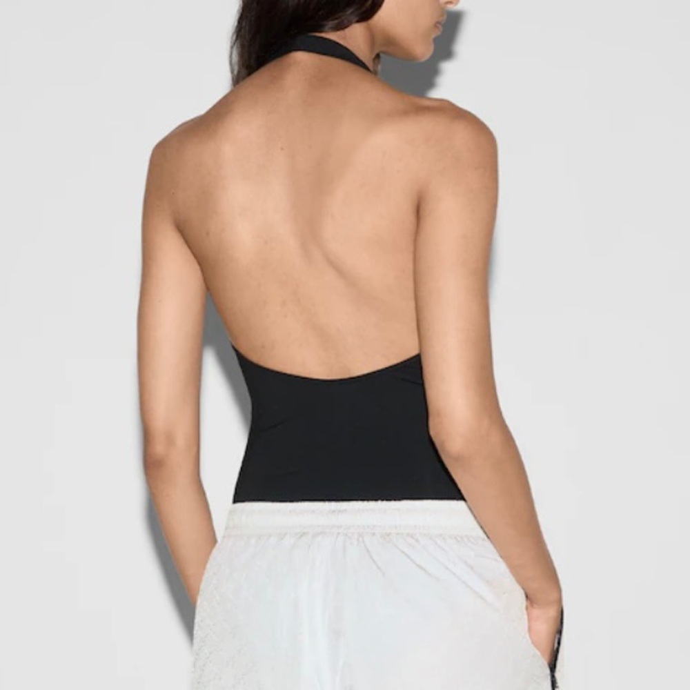 GUCCI logo printed halter neck swimsuit bodysuit - Picture 5 of 7